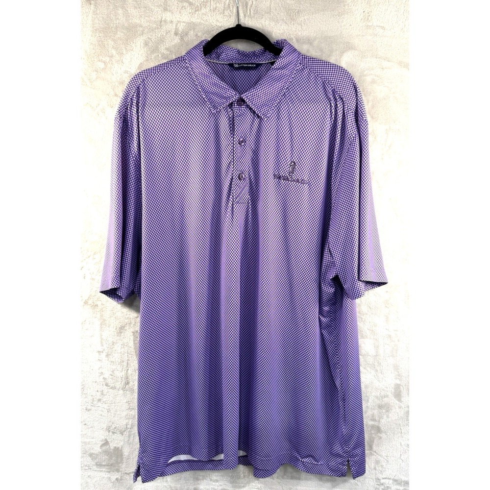 Cutter & Buck Mens XL Golf Polo Shirt Purple White Pattern Ponte Vedra Inn Club